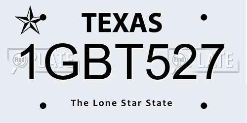 1GBT527 Texas License Plate