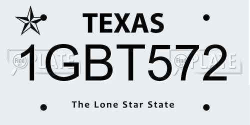 1GBT572 Texas License Plate