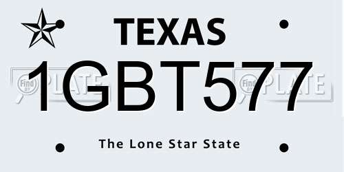 1GBT577 Texas License Plate