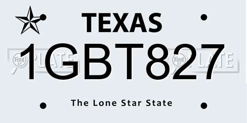 1GBT827 Texas License Plate