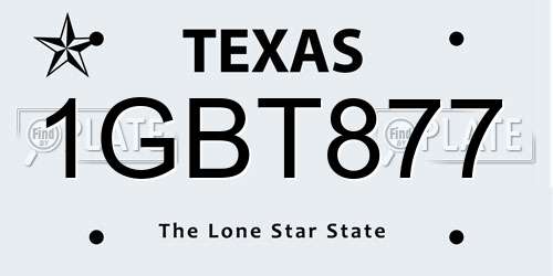 1GBT877 Texas License Plate