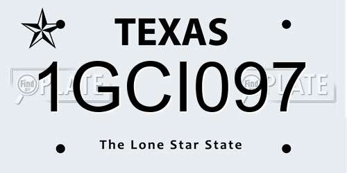 1GCI097 Texas License Plate