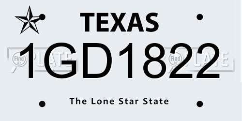 1GD1822 Texas License Plate