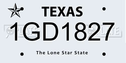 1GD1827 Texas License Plate