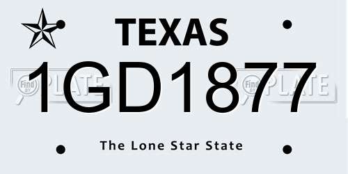 1GD1877 Texas License Plate