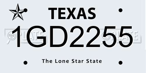 1GD2255 Texas License Plate