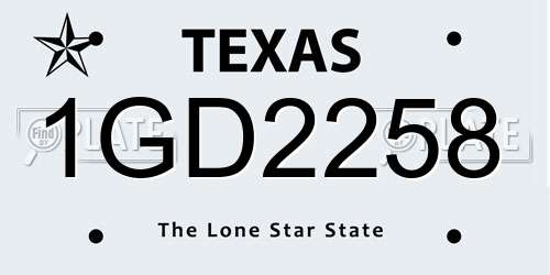 1GD2258 Texas License Plate