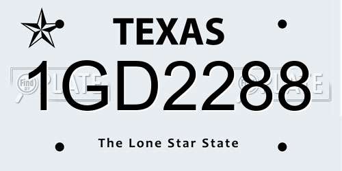 1GD2288 Texas License Plate
