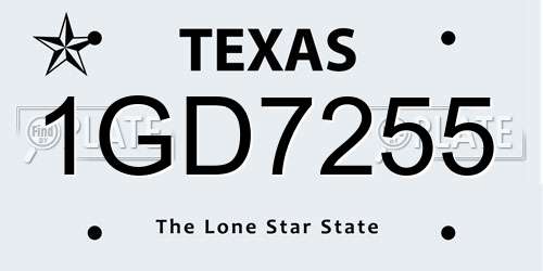 1GD7255 Texas License Plate