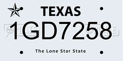 1GD7258 Texas License Plate