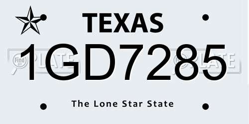 1GD7285 Texas License Plate