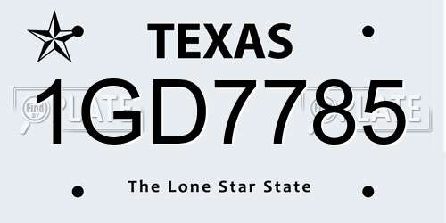 1GD7785 Texas License Plate