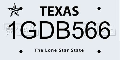 1GDB566 Texas License Plate