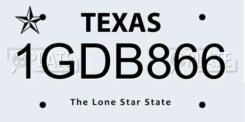 1GDB866 Texas License Plate