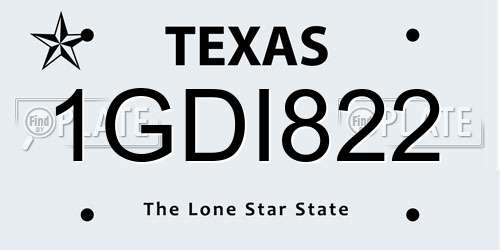 1GDI822 Texas License Plate