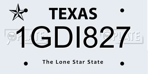 1GDI827 Texas License Plate
