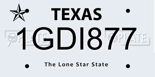 1GDI877 Texas License Plate