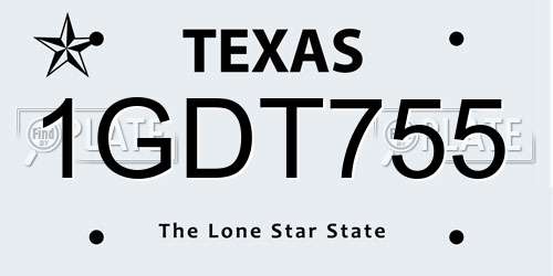 1GDT755 Texas License Plate