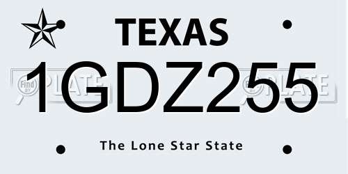 1GDZ255 Texas License Plate