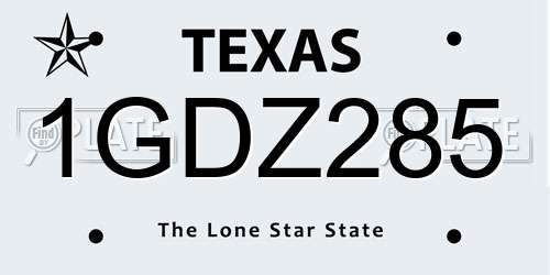 1GDZ285 Texas License Plate