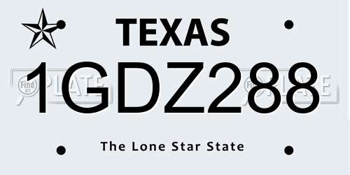1GDZ288 Texas License Plate