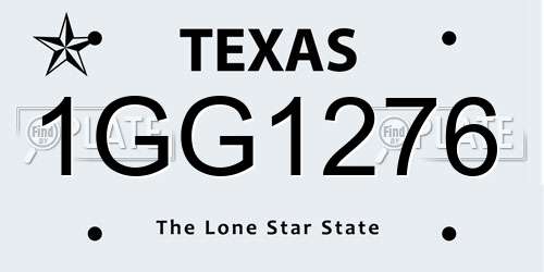 1GG1276 Texas License Plate