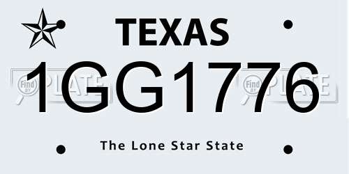 1GG1776 Texas License Plate