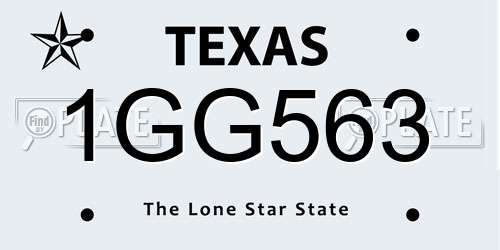 1GG563 Texas License Plate