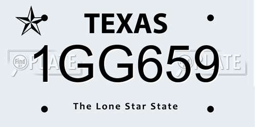 1GG659 Texas License Plate