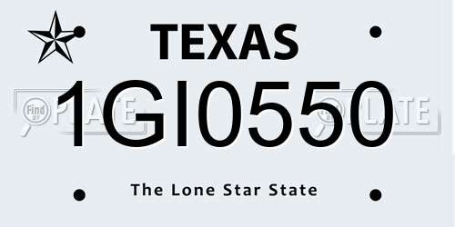1GI0550 Texas License Plate