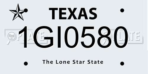 1GI0580 Texas License Plate