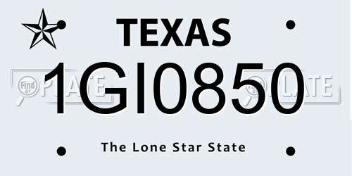1GI0850 Texas License Plate
