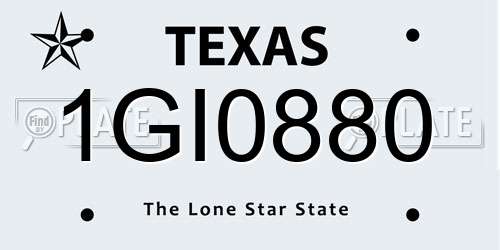 1GI0880 Texas License Plate