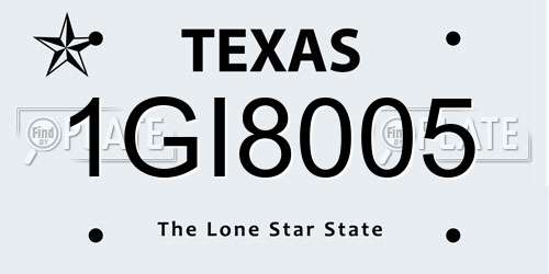 1GI8005 Texas License Plate