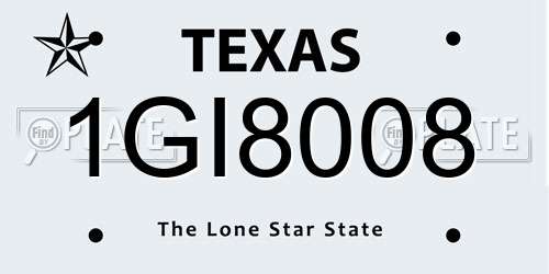 1GI8008 Texas License Plate