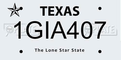 1GIA407 Texas License Plate