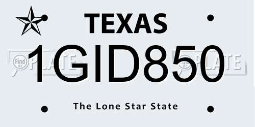 1GID850 Texas License Plate