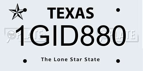 1GID880 Texas License Plate