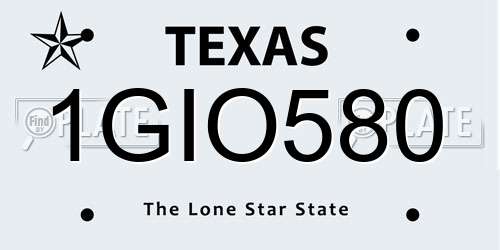 1GIO580 Texas License Plate