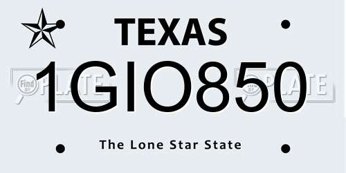 1GIO850 Texas License Plate