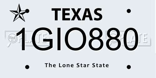 1GIO880 Texas License Plate