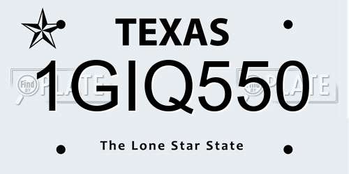 1GIQ550 Texas License Plate