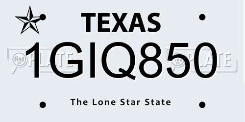 1GIQ850 Texas License Plate