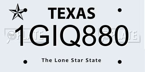 1GIQ880 Texas License Plate