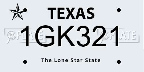 1GK321 Texas License Plate