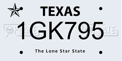 1GK795 Texas License Plate