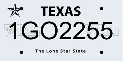 1GO2255 Texas License Plate