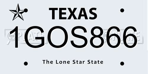1GOS866 Texas License Plate