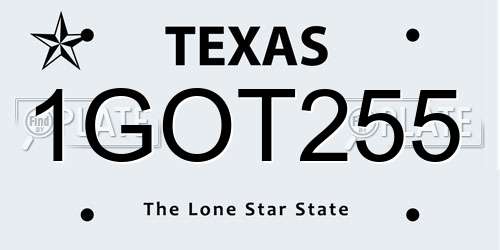 1GOT255 Texas License Plate