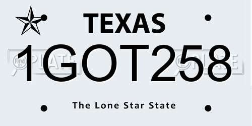 1GOT258 Texas License Plate